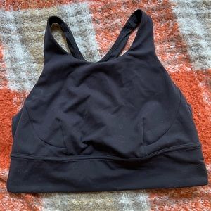 lululemon longline high neck sports bra black size 12
